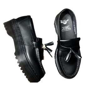 Dr Martens Vegan Adrian Felix Platform Tassel Loafers Black Ladies US 9 NWT